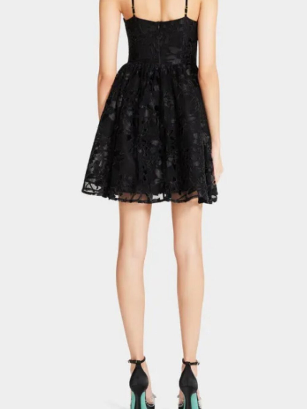 Betsey Johnson "Lucia" black lace floral mini dress - Picture 6 of 11